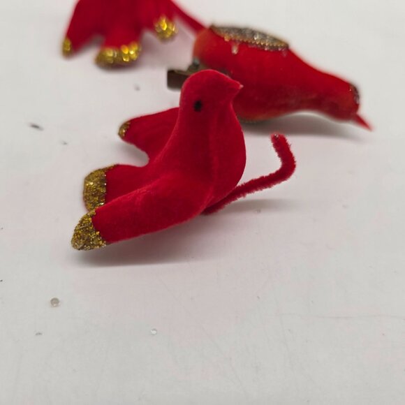 Vintage Blow Mold Christmas Ornament Crafts Flocked Birds White Boot Clip on - Picture 3 of 10